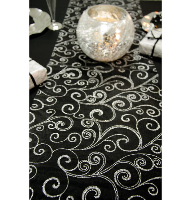 Chemin de table noir pailleté 5M 36cm