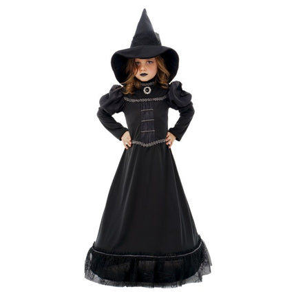 Costume de sorcière noire pour enfant, 2 pièces