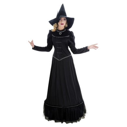 Costume de sorcière noire pour femme, 2 pièces