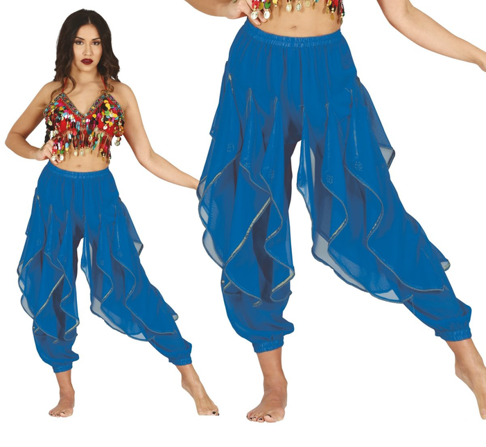 Pantalon bleu de danseuse orientale