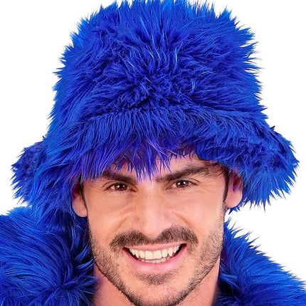 Blauwe Bucket Hat Pluche van Widmann koop je bij Partywinkel