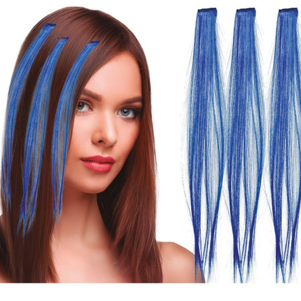 Blauwe Hair Extension 50cm 3st - Partywinkel - 8434077481387