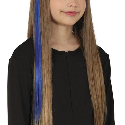 Blauwe Hair Extension 50cm 3st - Partywinkel - 8434077481387