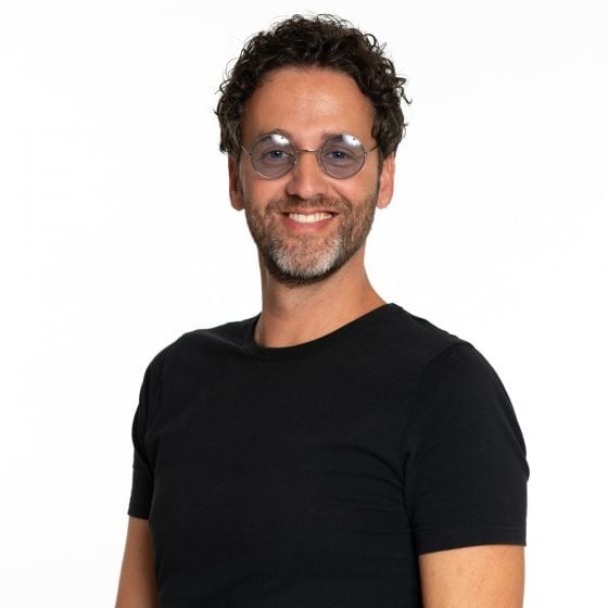 Blauwe Hippie Bril van Partychimp koop je bij Partywinkel