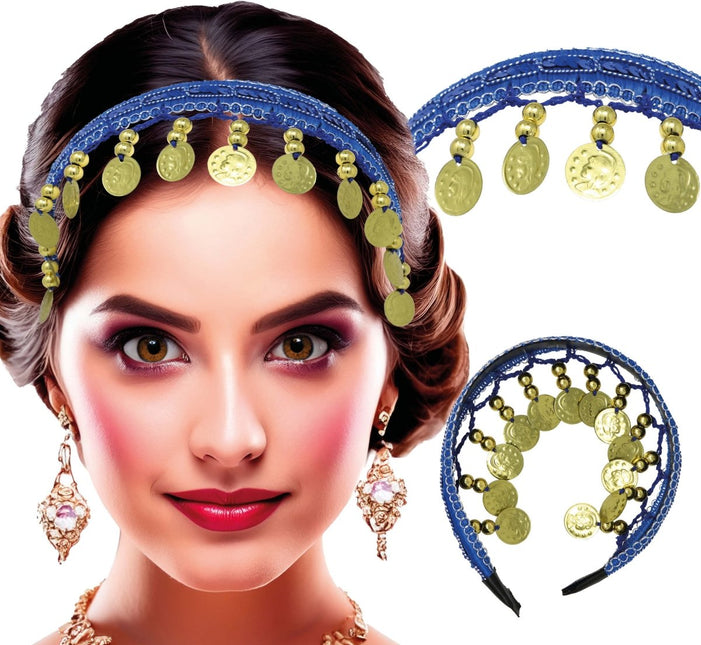 Blauwe Hoofdband Gouden Munten - Partywinkel - 8434077137727