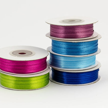 Blauwe Lint 3Mm Glans 50m van Partydeco koop je bij Partywinkel