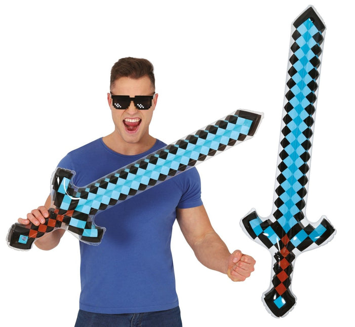 Blauwe Nep Zwaard Pixel - Partywinkel - 8434077167090