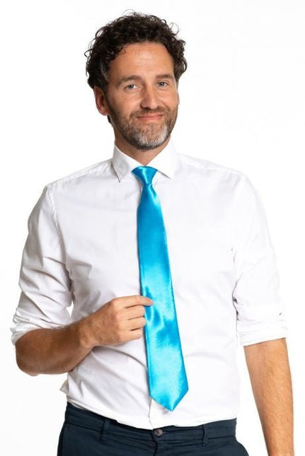 Blauwe Stropdas 50cm van Partychimp koop je bij Partywinkel