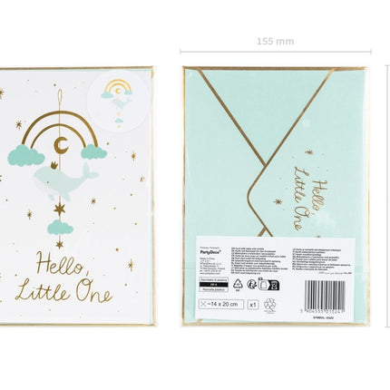 Blauwe Uitnodigingen Hello Little One 14x20cm 11st van Partydeco koop je bij Partywinkel