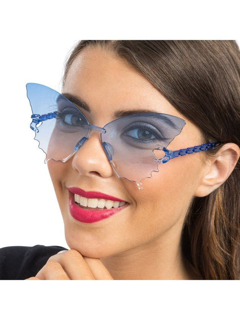 Blauwe Vlinderbril 15cm van CHAKS koop je bij Partywinkel
