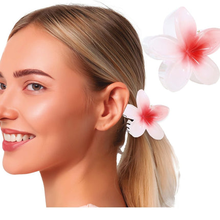 Bloem Haarclip Wit Rood - Partywinkel - 8434077272497