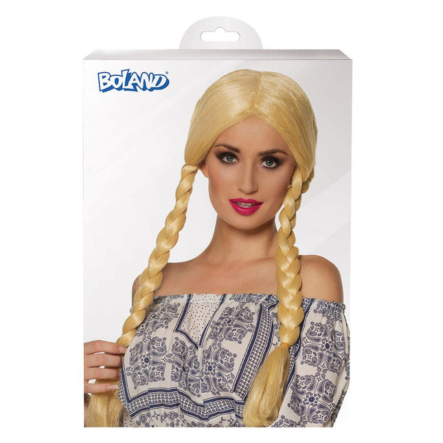 Blonde Pruik met Vlechten - Partywinkel - 8712026861870