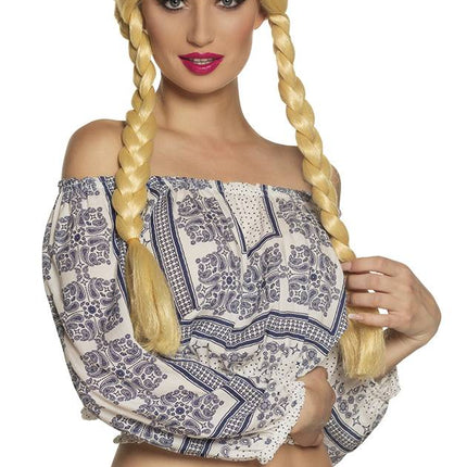 Blonde Pruik met Vlechten - Partywinkel - 8712026861870