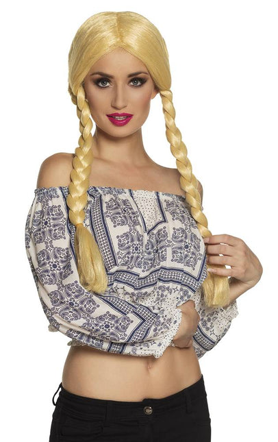 Blonde Pruik met Vlechten - Partywinkel - 8712026861870