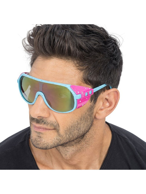 Lunettes de fête rétro bleues et roses, 15 cm