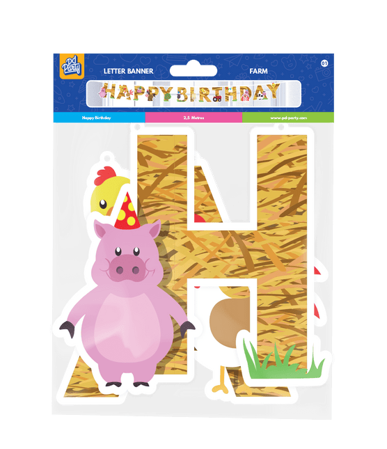 Boerderij Letterslinger Happy Birthday 2,5m van Paper Dreams koop je bij Partywinkel