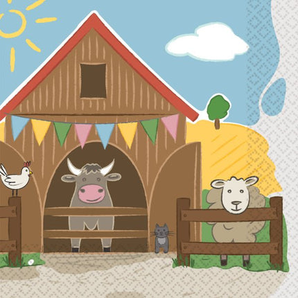 Boerderij Servetten Papier 33cm 16st van Riethmueller koop je bij Partywinkel