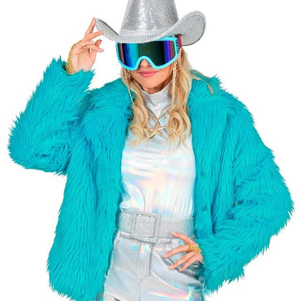 Bontjas Dames Pluche Turquoise van Widmann koop je bij Partywinkel