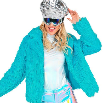 Bontjas Dames Pluche Turquoise van Widmann koop je bij Partywinkel