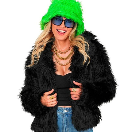 Bontjas Pluche Dames Zwart van Widmann koop je bij Partywinkel