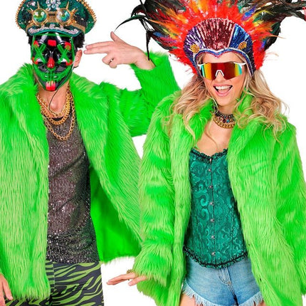 Bontjas Pluche Neon Groen van Widmann koop je bij Partywinkel
