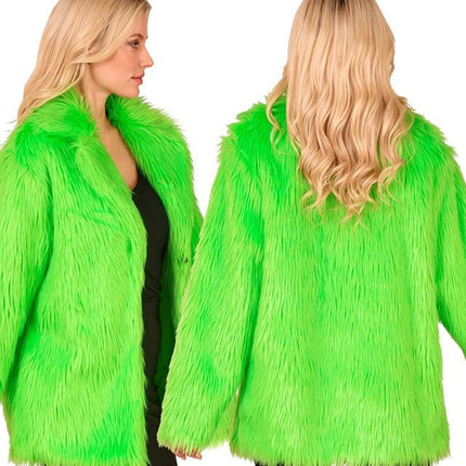 Bontjas Pluche Neon Groen van Widmann koop je bij Partywinkel
