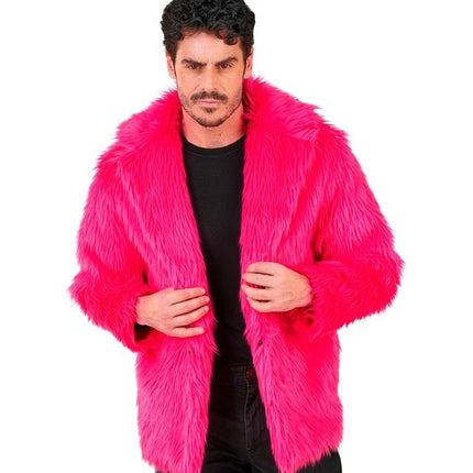 Bontjas Pluche Neon Roze van Widmann koop je bij Partywinkel