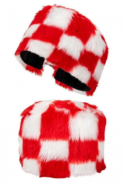 Bontmuts Rood Wit Geblokt van PartyXplosion koop je bij Partywinkel