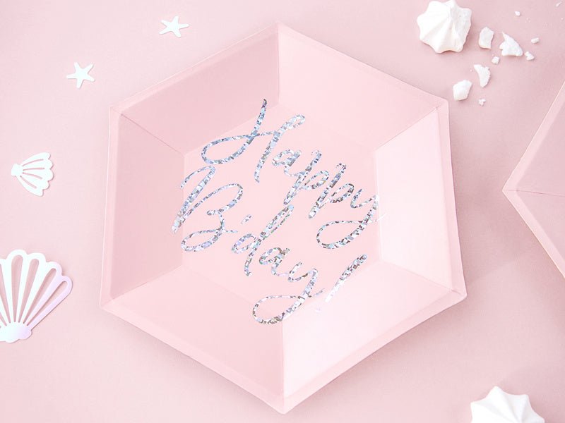 Borden Happy Birthday Lichtoze 20cm 6st van Partydeco koop je bij Partywinkel