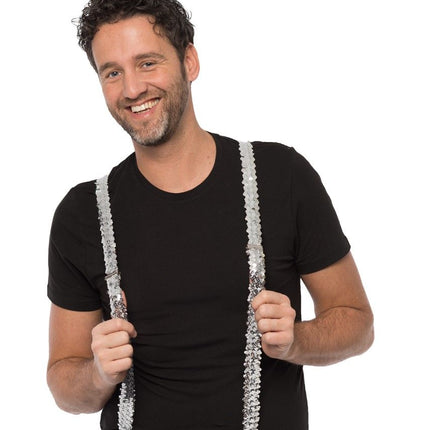 Bretels Paillet Zilver - Breedte 2,5 cm van Partychimp koop je bij Partywinkel