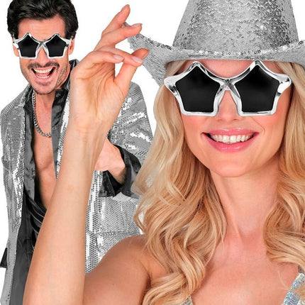 BRIL STERREN ZILVER van Widmann koop je bij Partywinkel