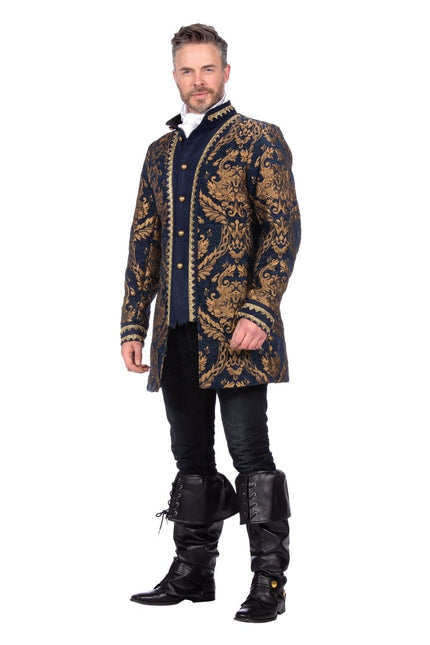 Brokaat jas blue luxe - Partywinkel - 8720059073269