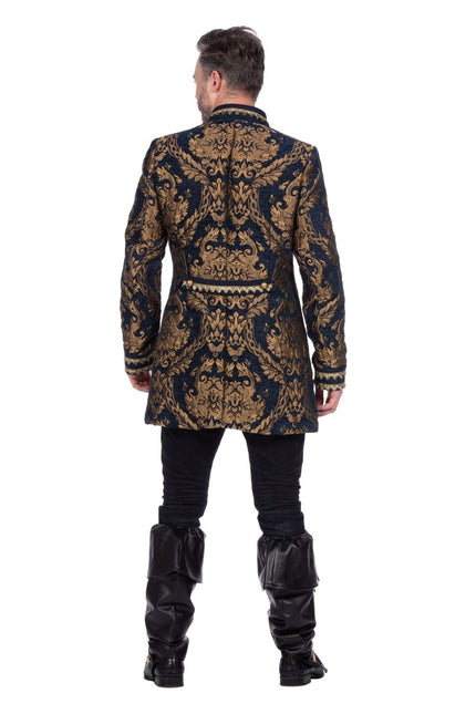 Brokaat jas blue luxe - Partywinkel - 8720059073269