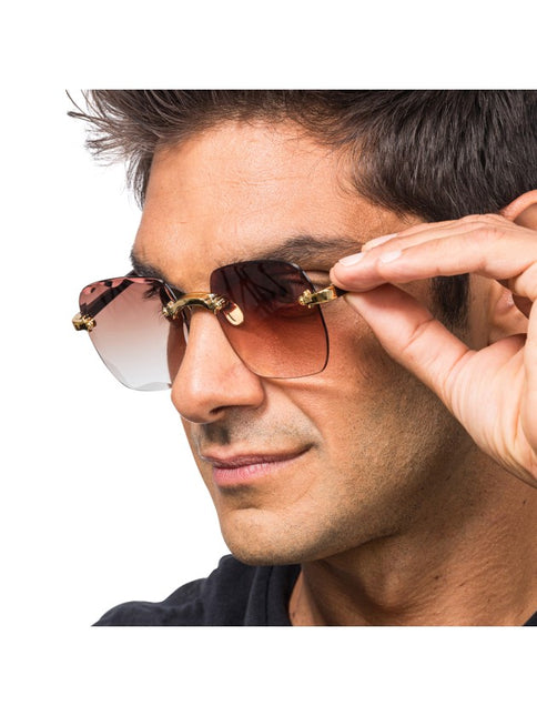 Lunettes marron sans monture avec dégradé de couleurs