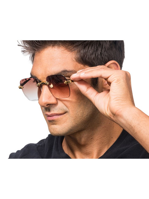 Lunettes marron sans monture avec dégradé de couleurs