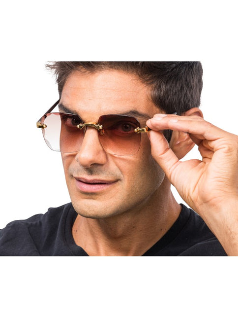 Lunettes marron sans monture avec dégradé de couleurs