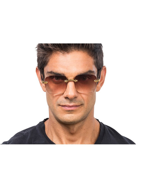 Lunettes marron sans monture avec dégradé de couleurs