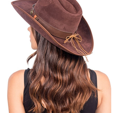 Chapeau de cowboy marron avec tête de taureau - Taille unique