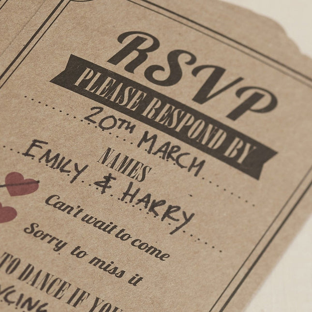 Bruiloft Uitnodigingen Kraft 12cm 10st van Ginger Ray koop je bij Partywinkel