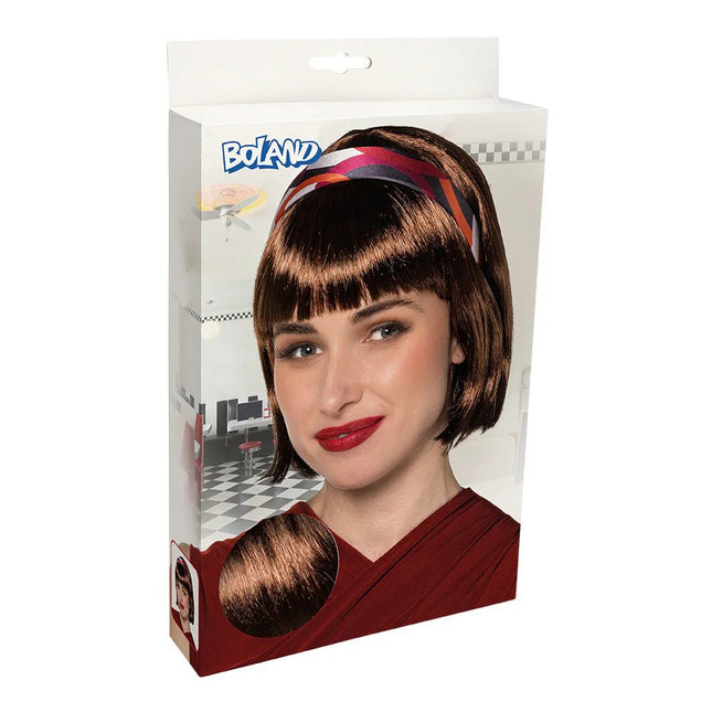 Bruin Pruik Met Haarband van Boland koop je bij Partywinkel