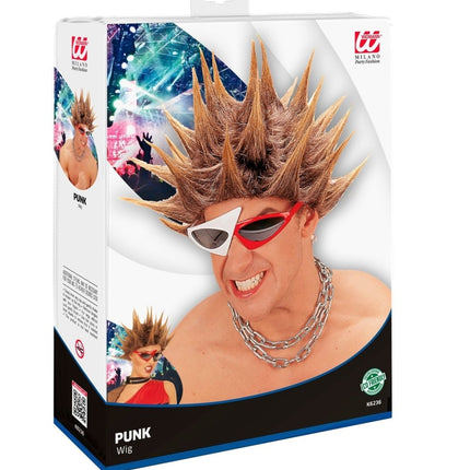 Bruine Blonde Pruik Punk van Widmann koop je bij Partywinkel