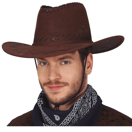 Bruine Cowboy Hoed Leer van Fiestas Guirca koop je bij Partywinkel