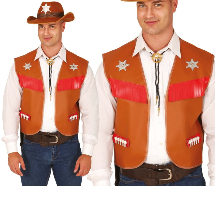 Bruine Cowboy Vest van Fiestas Guirca koop je bij Partywinkel