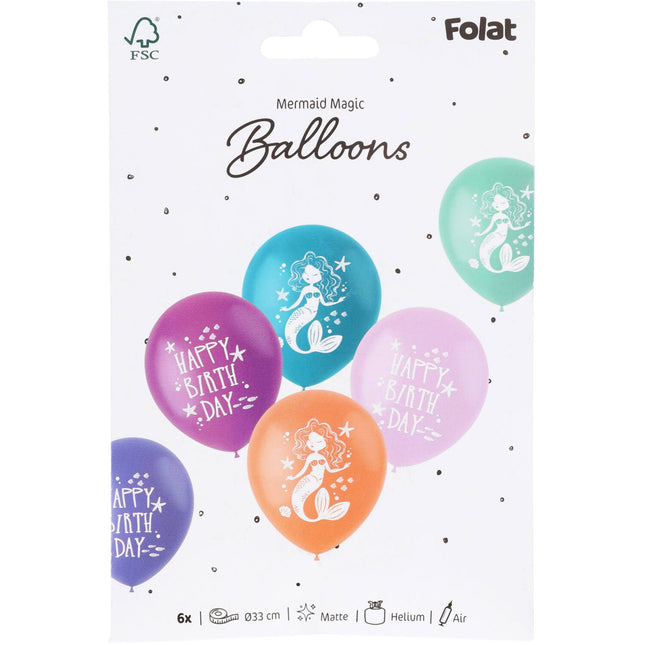 Bon anniversaire Ballons Mermaid 33cm