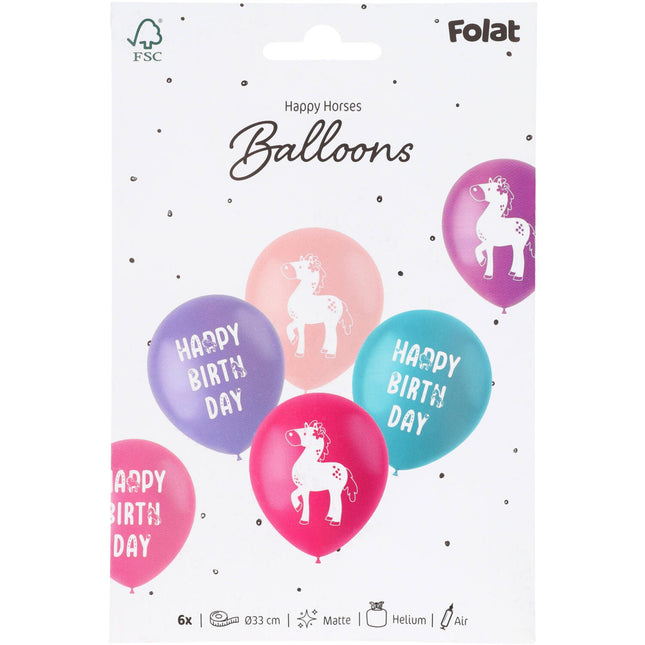 Bon anniversaire Ballons Chevaux 33cm 6pcs
