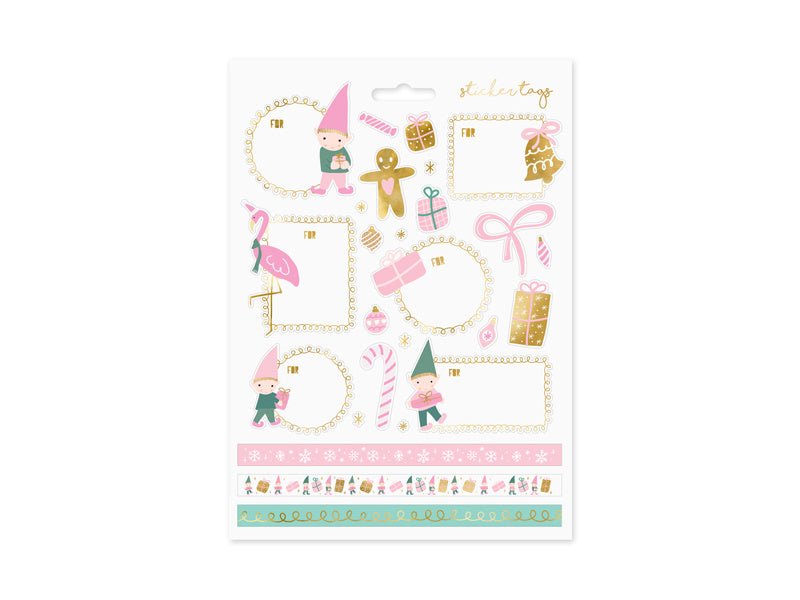 Cadeau Stickers Kerst Roze van Partydeco koop je bij Partywinkel