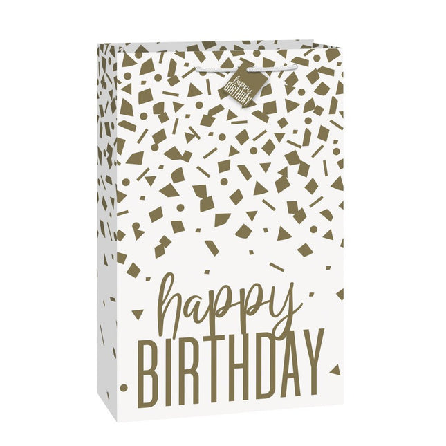 Cadeautasje Happy Birthday Goud Confetti van Unique koop je bij Partywinkel