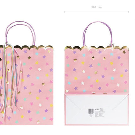 Cadeautasje Sterren Roze 32cm van Partydeco koop je bij Partywinkel