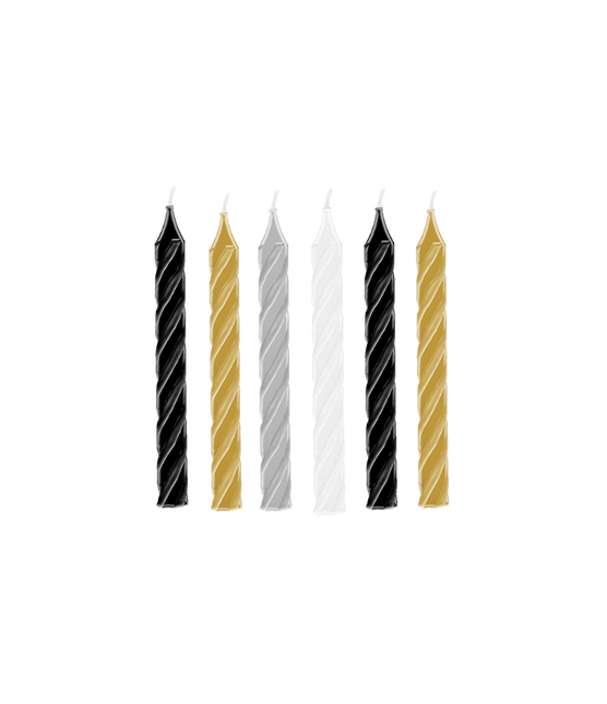 Bougies Mélange Or Argent Blanc Noir