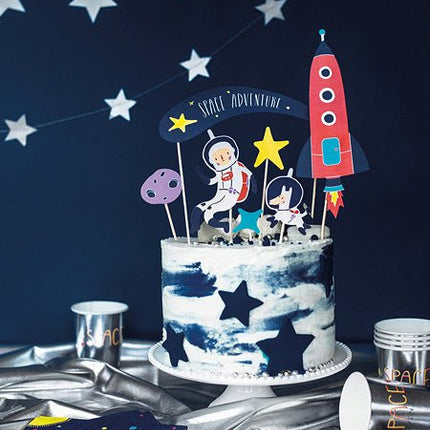 Caketopper Space 24,5cm 7st van Partydeco koop je bij Partywinkel